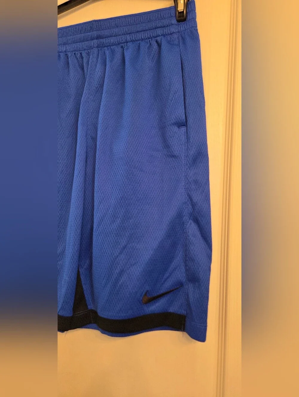 Used Good Nike Blue Athletic Mesh Shorts Black Trim KIDS SIZE XL